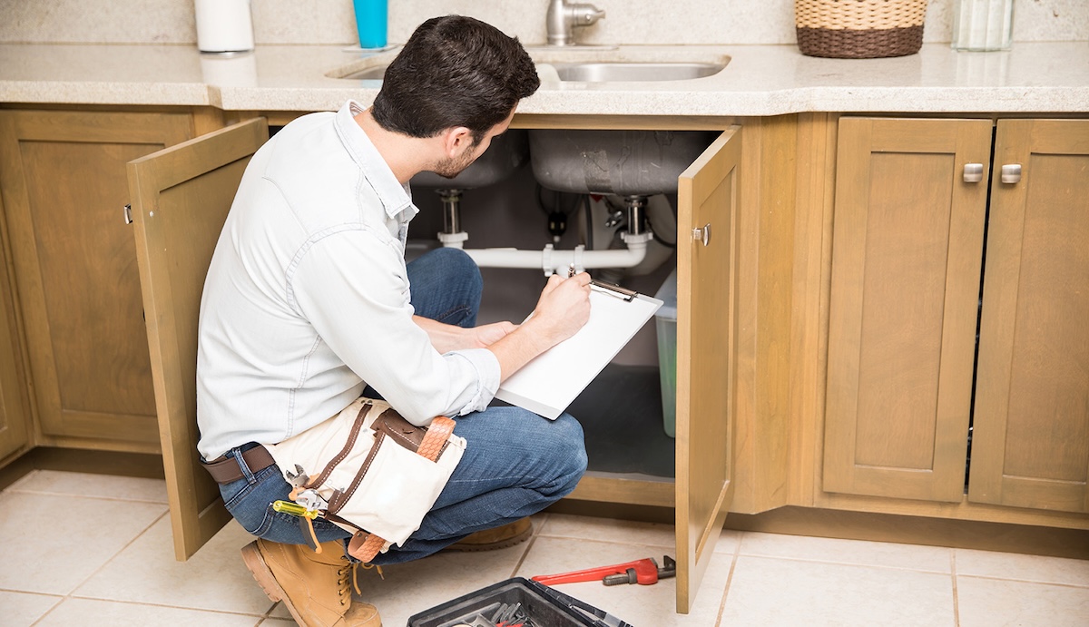 Plumbing being inspected Plumbing being inspected
