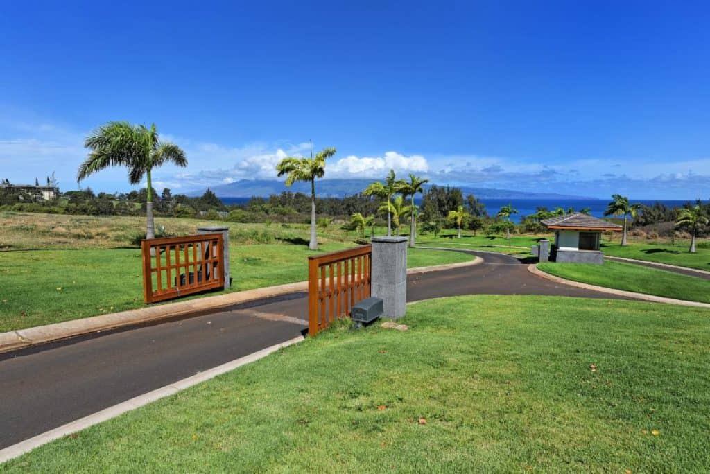 Gated entry at Mahana Estates at Kapalua, Maui