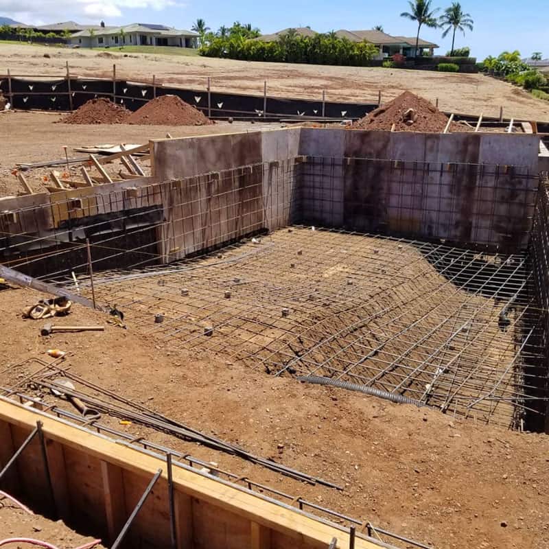 Walls framed and rebar in place for new Maui home