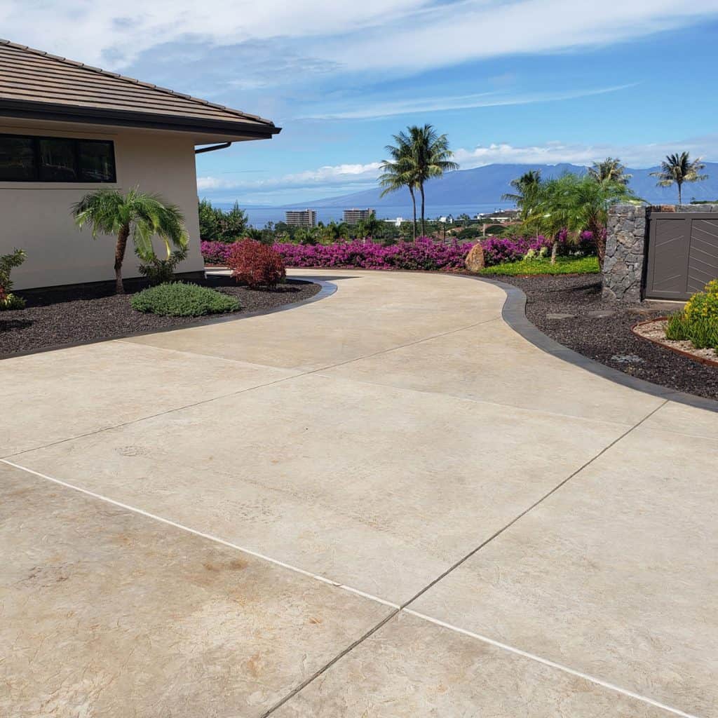 curving driveway with concrete edging