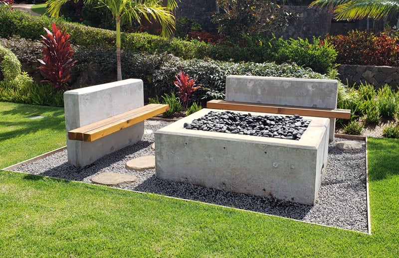 Concrete firepit and seating area