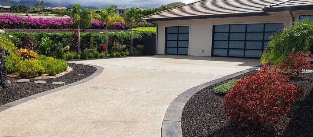 Stamped concrete drive and parking