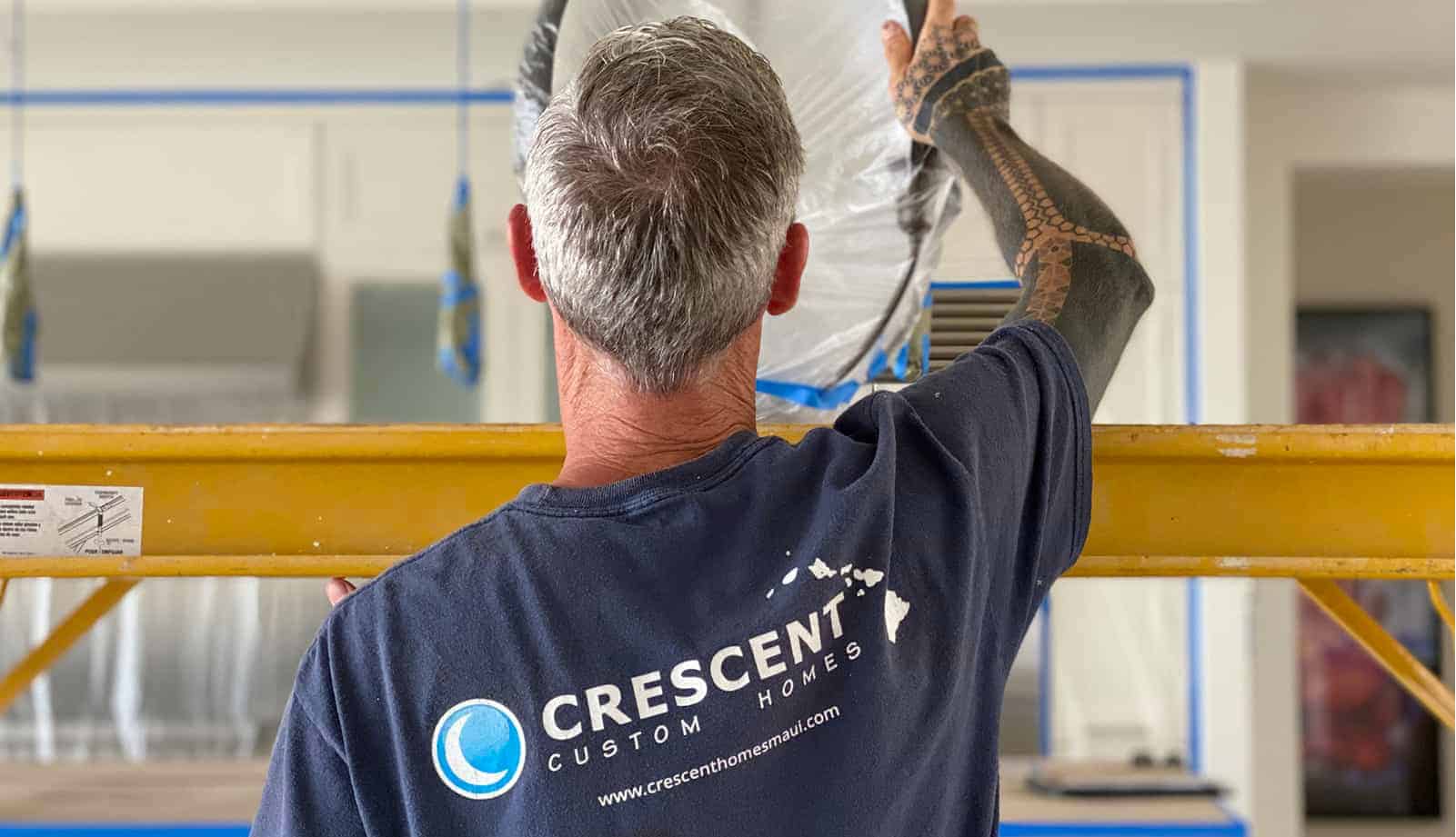 Crescent Homes Maui worker remodeling a client's home